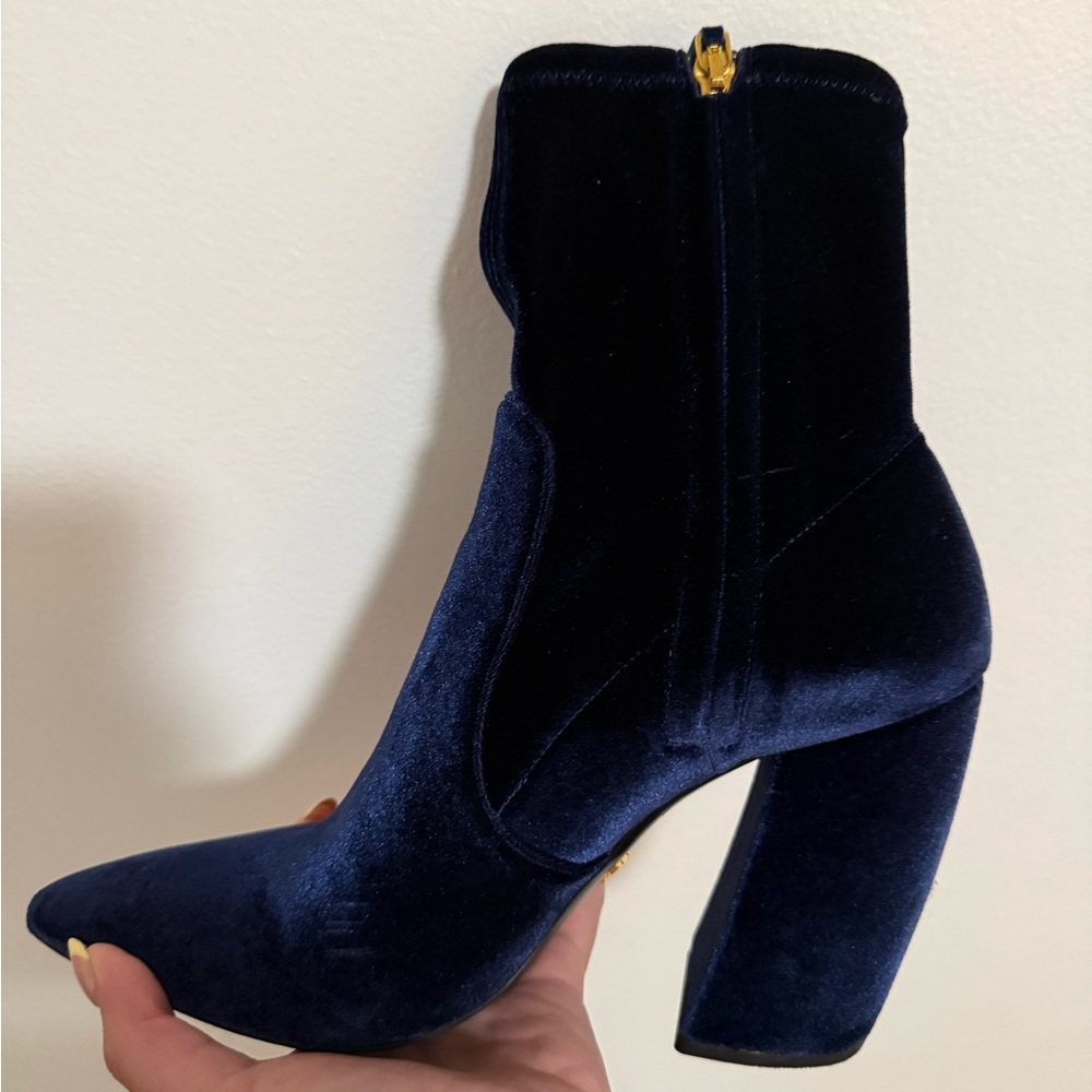 Prada Blue Heeled Boots with Sleek Design